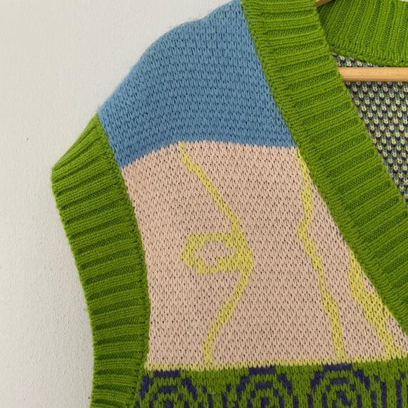 House Of Sunny Swan Lake Vest UK 14 Chunky Knit Jumper ASO The White Lotus - Picture 10 of 13